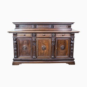 Credenza antica neorinascimentale in quercia, fine XIX secolo