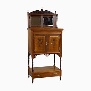 19th-Century Small Walnut Cabinet with the Motif of Sunflowers attributed to George Davis, 1890s