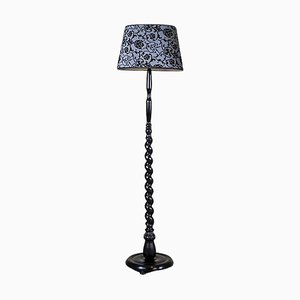 Early 20th Century Floor Lamp with Floral Fabric Shade, 1950s