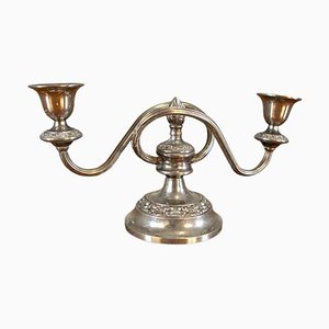Silver-Plated Two-Armed Candleholder, 1940s