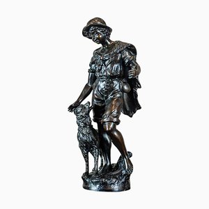 20th Century Bronzed Figurine of a Shepherd by H. F. Moreau, 1920s