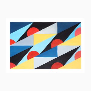 Natalia Roman, Bauhaus geométrica, Acrílico sobre papel de acuarela, 2024