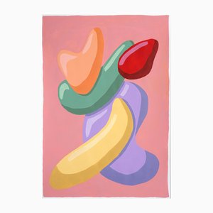 Ryan Rivadeneyra, Futurist Totem Sculpture, Acrylic on Paper, 2024