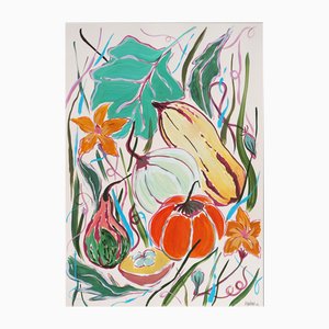 Romina Milano, Illustration of Autumn Pumpkins, Acrylic & Ink on Paper, 2024