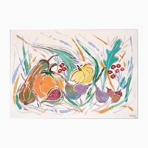 Romina Milano, Still Life of Harvest, Acrylic & Ink on Paper, 2024