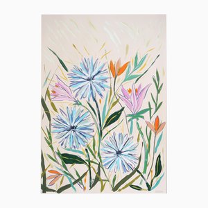 Romina Milano, Blooming Dandelions and Wild Tulips, Acrylic on Paper, 2024