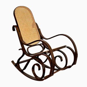 Vintage Brown Rocking Chair style of Michael Thonet