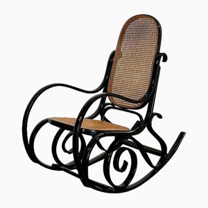 Vintage Black Rocking Chair in the style of Michael Thonet