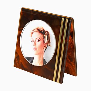 Photo Frame in Acrylic Glass and Brass attributed to Christian Dior, Italy, 1970s