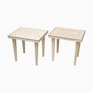 20th Century Italian Travertine Stone Side Tables, Italy, 1980s, Set of 2