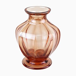 20th Century Art Deco Glass Vase in Coral Color, Austria, 1920s