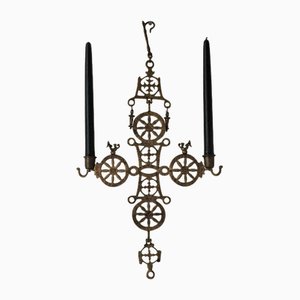 Arts & Crafts Hängender Kerzenhalter aus Messing, 1920er