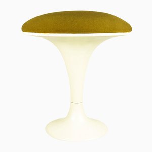 Italian Space Age White Fiberglass & Olive Green Seat Stool, 1960s