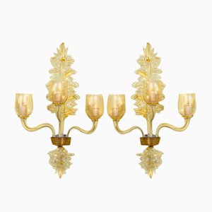 Appliques Murales en Verre de Murano par Archimede Seguso pour Seguso, 1940, Set de 2