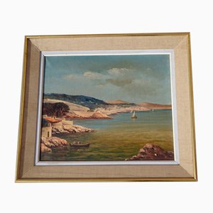 Alberti, Mediterranean Landscape, 1800s, Oil on Canvas, Framed