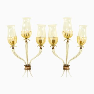 Lampade da parete in vetro di Murano di Seguso Vetri Darte, 1953, set di 2
