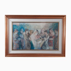 Aldo Dorella, Storia di un contatto umano, anni '20, Olio su tela, con cornice