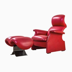 Armchair with Pouf Mod. Viscontia by Dino Gavina for Gavina, 1987