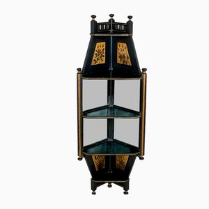 Étagère d'Angle en Miroir et Ebène Mouvement Antique