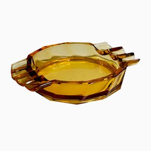 Bernsteinfarbener Vintage Art Deco Aschenbecher von Stölzle Hermanova, 1930er