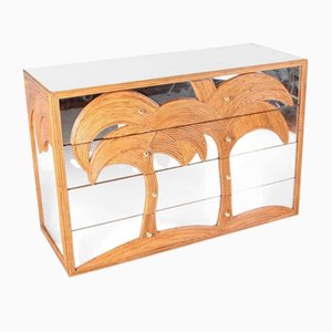 Mirrored and Rattan Chest of Drawers