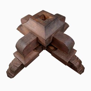 Antique Japanese Wooden Pedestal, 1890s