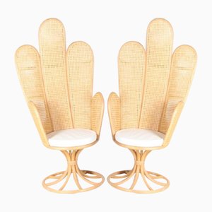 Grandes Chaises en Rotin et Rotin, 1990s, Set de 2