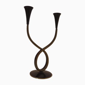 Austrian Double-Armed Brass Candleholder by Richard Rohac