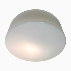 Large Bauhaus White Opaline Ceiling Lamp, 1930s