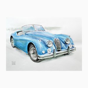 Mariusz Szałajdewicz, Jaguar XK 140 from, 1950, Watercolour on Paper, 2012