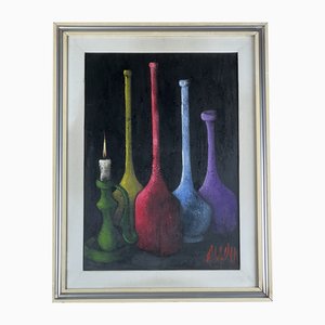 Nature Morte, Huile sur Panneau, 1970s, Encadré