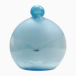 Postmoderne Runde Hellblaue Murano Glasflasche von Alfredo Barbini, Italien, 1980er