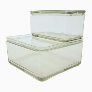 Kubus Glass Containers with Lids by Wilhelm Wagenfeld for Vlg, 1930s, Set of 4