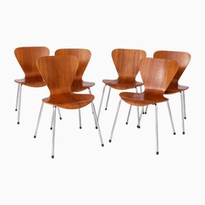 Vintage German Teak Stacking Chairs, 1960s, Set of 6