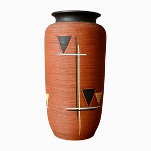 Large Terracotta Vase with Abstract Decoration by Joseph Duck for Klinker Keramik, 1960s