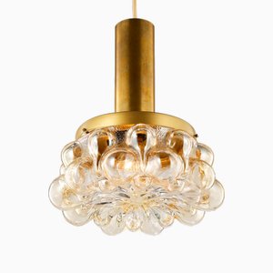 Lampada a sospensione Bubble in vetro ambrato di Helena Tynell per Honsel, anni '70