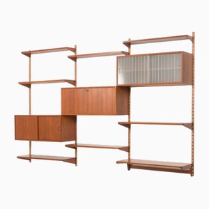Three Bay Teak Wall Unit by Kai Kristiansen for FM Mobler, Denmark, 1960s