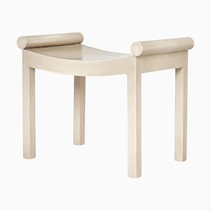 Sgabello Grace in legno di betulla laccato bianco, Svezia, anni '30