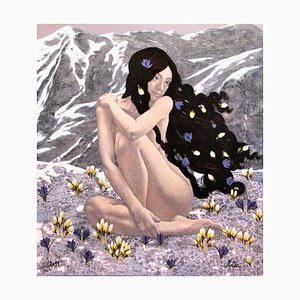 Kristine Kvitka, Ella trajo la primavera a las montañas, óleo sobre lienzo