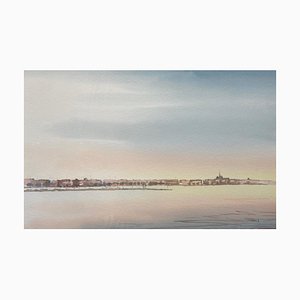 Jacques Tornare, The Harbor, Geneva, Watercolor, 1996