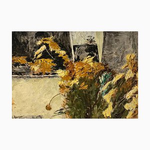 Hans Berger, Sunflowers, Oil on Wood