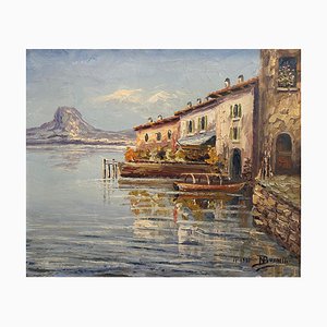 N. Busnelli, Seaside Houses, Oil on Canvas, 1935