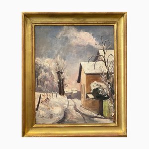 Adolphe De Siebenthal, Paesaggio innevato, 1943, Olio su tela