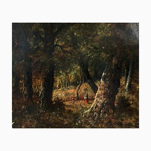 René Gourdon, Paysanne dans la forêt, Huile sur Toile
