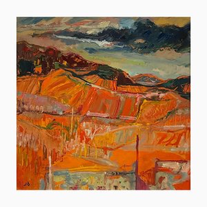 Jean Krillé, Paesaggio 102, Olio su masonite, 1985