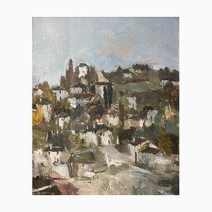 Baldo Guberti, Veduta del villaggio, Olio su carta e tela, 1961