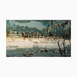 William Goliasch, Lac de Joux, Olio su tavola, 1974