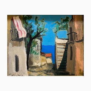 William Goliasch, Paisaje de Sicilia, óleo sobre madera, 1972