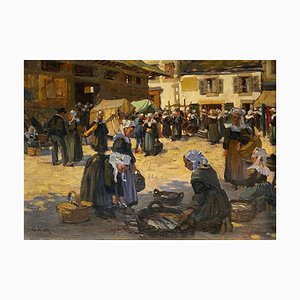 Georges Riom, Il mercato di Concarneau, Olio su tela, 1908