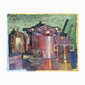 René Aumbach, Natura morta con teiera, Olio su tela, 1922